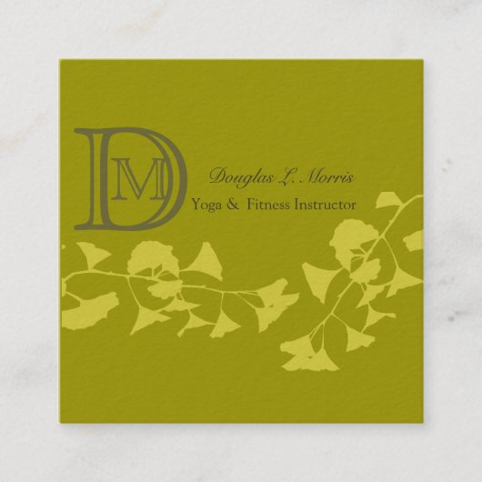 イチョウのヨガのエレガントな専門の   モノグラムの スクエア名刺 (正面)