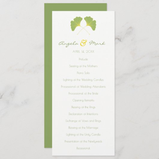 イチョウの木葉の結婚式 プログラム (正面/裏面)