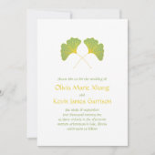 イチョウの葉とゴールドの幾何学模様 招待状 (正面)