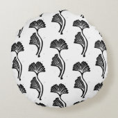 イチョウの葉のリノプリントスローピロー ラウンドクッション (裏面)