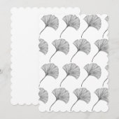 イチョウの葉の線画グリーティングカード (正面/裏面)
