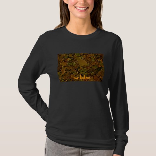 イチョウの葉、私はイチョウを愛します Tシャツ (正面)