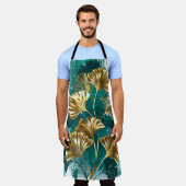 イチョウの金色の葉の枝 イチョウ エプロン (着用した状態)