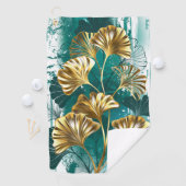 イチョウの金色の葉の枝 イチョウ ゴルフタオル (インサイチュ)