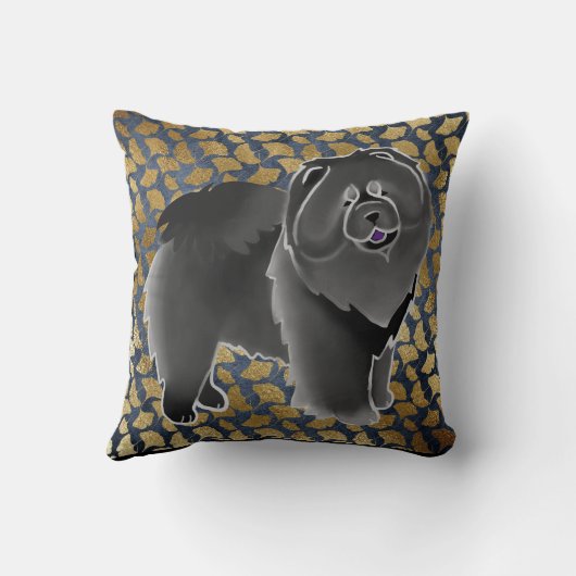 イチョウの黒い食事の枕-生地およびサイズを選んで下さい クッション (裏面)