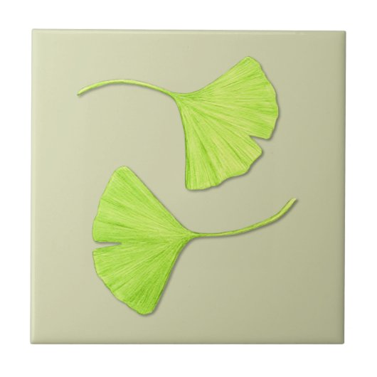 イチョウは自然の芸術のタイル|にカスタマイズ可能な色を去ります タイル (正面)