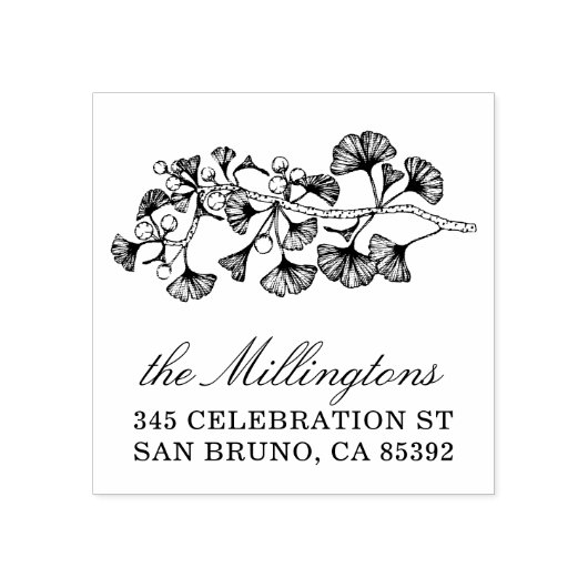 イチョウイラストレーション名台本&差出人住所 ラバースタンプ (インプリント)