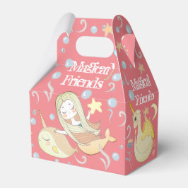 イチョウイルカ+人魚+ユニコーン+ドラゴン 幻想的なピンクパーティー フェイバーボックス