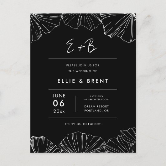 イチョウエレガントゴビロバ結婚式招待状 ポストカード (正面)