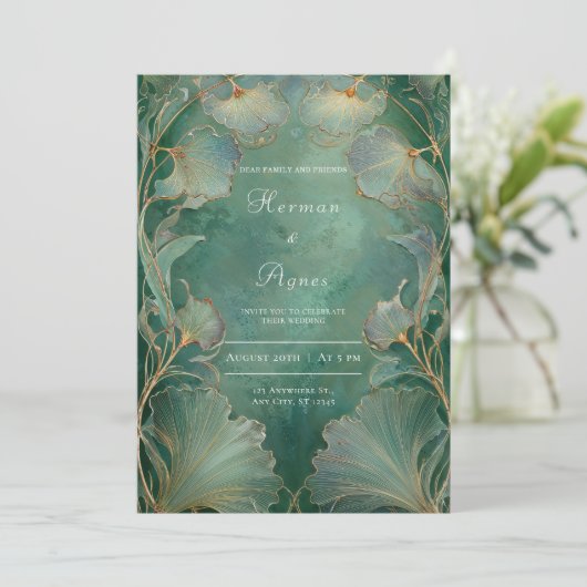 イチョウエレガントノ葉アールヌーボー結婚ズ 招待状 (スタンド正面)