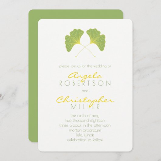 イチョウ春グ葉リーン結婚ズ2 招待状 (正面/裏面)