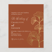 イチョウ結婚の葉テラコッタ予算招待状 チラシ (正面)