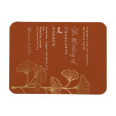 イチョウ結婚ノ葉テラコッタ金ゴールド招待 マグネット (横)