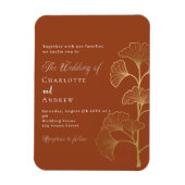 イチョウ結婚ノ葉テラコッタ金ゴールド招待 マグネット (縦)