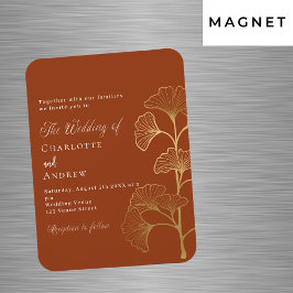 イチョウ結婚ノ葉テラコッタ金ゴールド招待 マグネット