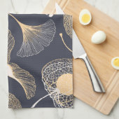 イチョウ葉のフローラエレガンス。 キッチンタオル (四つ折り)