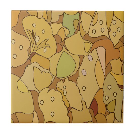 イチョウ葉の抽象芸術 タイル (正面)