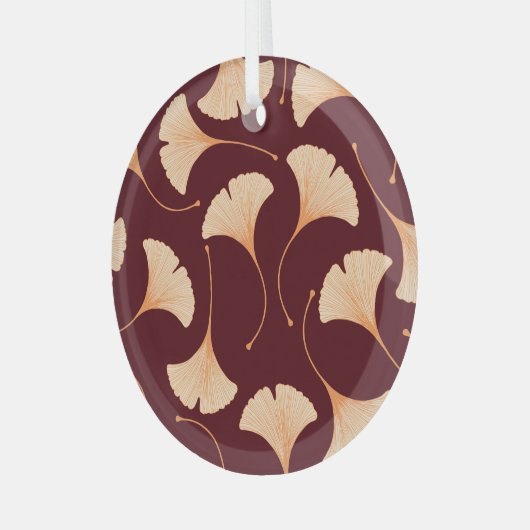イチョウ葉ロバの花のシームレスなパターン。 ガラスオーナメント (正面左)