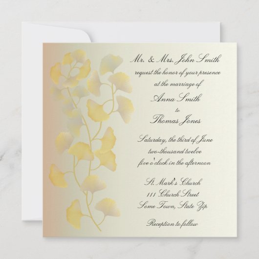 イチョウ葉秋招待状 招待状 (正面)