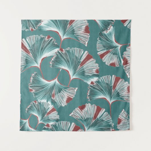 イチョウ葉、テーブルクロス模様。 タペストリー (正面)