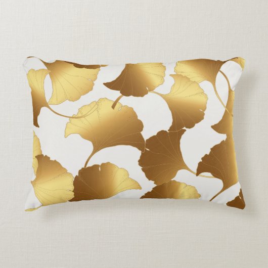 イチョウ金ゴールド:高級ヴィンテージデザイン。 アクセントクッション (正面)