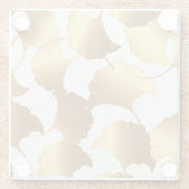 イチョウ金ゴールド：高級ヴィンテージデザイン。 ガラスコースター (裏面)