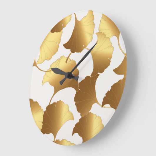 イチョウ金ゴールド:高級ヴィンテージデザイン。 ラージ壁時計 (傾斜)