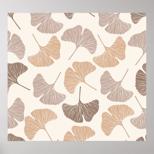 イチョウ：乾燥シームレスデザイン。 ポスター (正面)