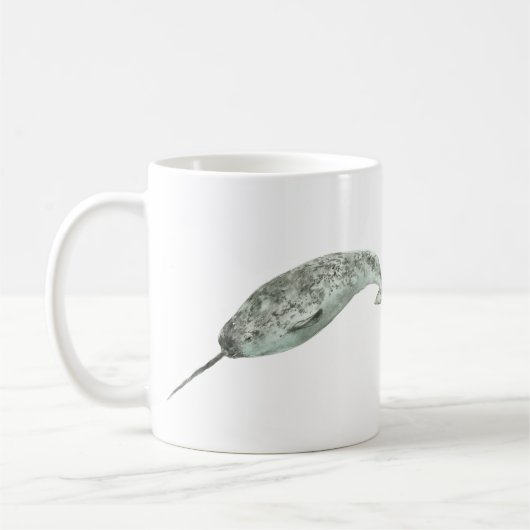 イッカクの水彩画 コーヒーマグカップ (左)