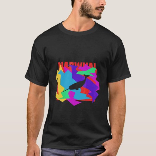イッカクイルカのモザイクパズル Tシャツ (正面)