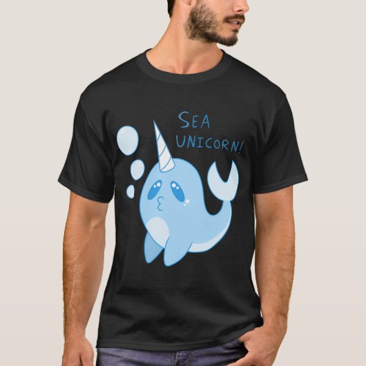 イッカクイルカ「海のユニコーン」デザイン Tシャツ (正面)