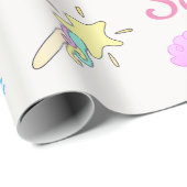 イッカク、セイレーン、ユニコーン 名前と年齢のギフト ラッピングペーパー (ロールコーナー)