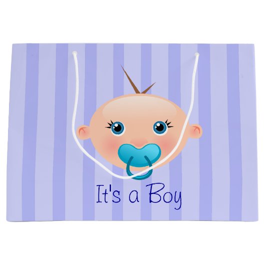 イッツアボーイベビー顔ブルー – 大抱き枕 ラージペーパーバッグ (正面)