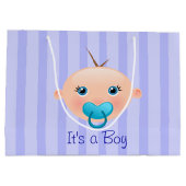 イッツアボーイベビー顔ブルー – 大抱き枕 ラージペーパーバッグ (裏面)