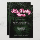 イッツタイムネオンモダン誕生日招待状 招待状 (正面/裏面)