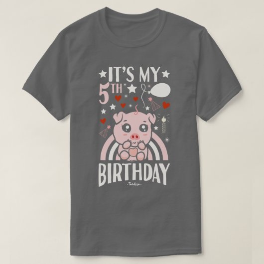 イッツマイファイブ誕生日豚 Tシャツ (デザイン正面)