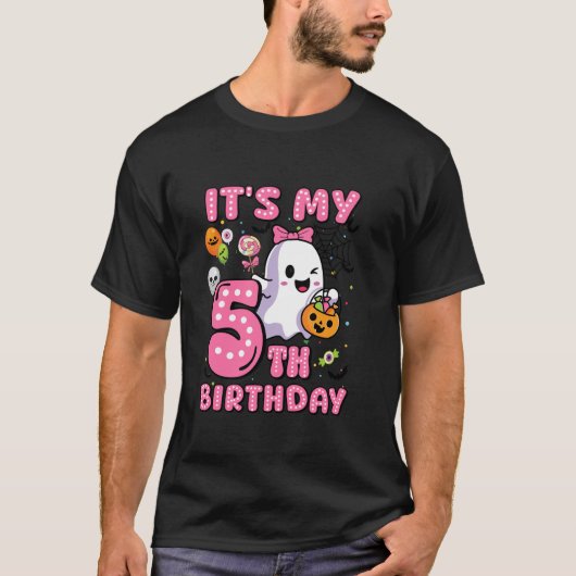 イッツマイ5誕生日10月幽霊パンプキンおもしろいH Tシャツ (正面)