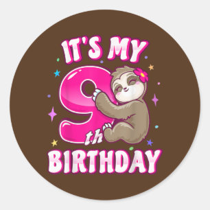 イッツマイ9誕生日ナインピンクスロスガールテーマ ラウンドシール