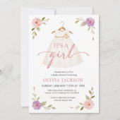 イッツ ア ガール ドレス ベビーシャワー 招待状 (正面)
