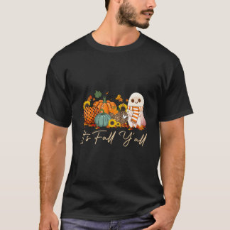 イッツ・フォール・ヤル・ブー・ゴースト・ヒョウ柄・パンプキン・ハロウィン Tシャツ