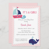 イットアガール帆船ベビー航海のシャワー招待状 招待状 (正面/裏面)