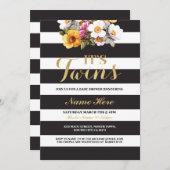 イットズベビーシャワー金ゴールドフローラ招待状 招待状 (正面/裏面)