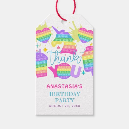 イットポップ・アートのガール誕生日パーティー ギフトタグ (正面)