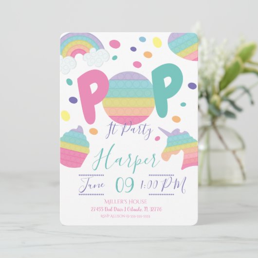 イットポップ・アートのキッドの誕生日招待状 招待状 (スタンド正面)