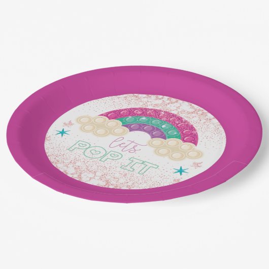 イットポップ・アートの誕生日レインボー ペーパープレート (アングル)