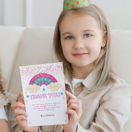 イットポップ・アートの誕生日レパーソナライズされたインボーグリッター サンキューカード