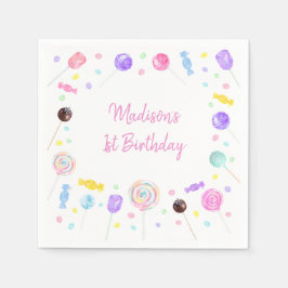 イットレインボーポップ・アートのピンク金ゴールド誕生日 スタンダードカクテルナプキン