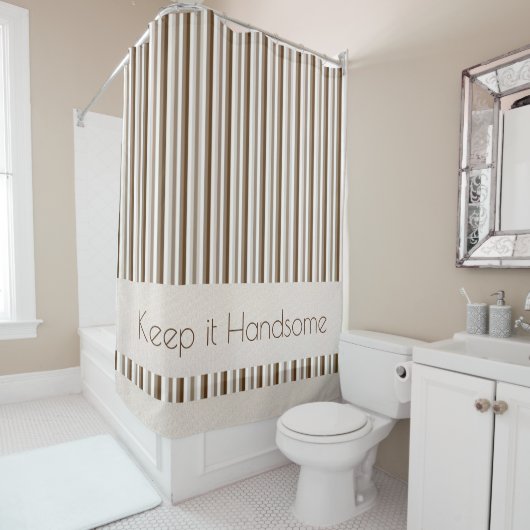 イット保ハンサムなシャワーカーテンブラウンストライプ シャワーカーテン (インサイチュ)