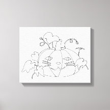 イット絵を描キャット顔パンプキンオンキャンバスプリント
