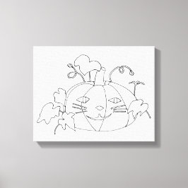 イット絵を描キャット顔パンプキンオンキャンバスプリント キャンバスプリント